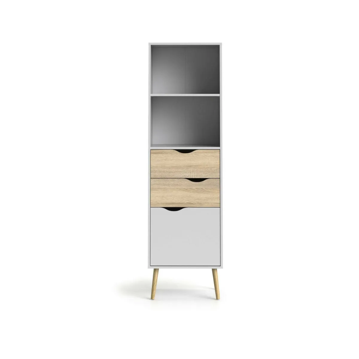 Librerie > Dmora Libreria verticale bianca e quercia 50x171h cm - Assesor Marrone, Bianco Quercia