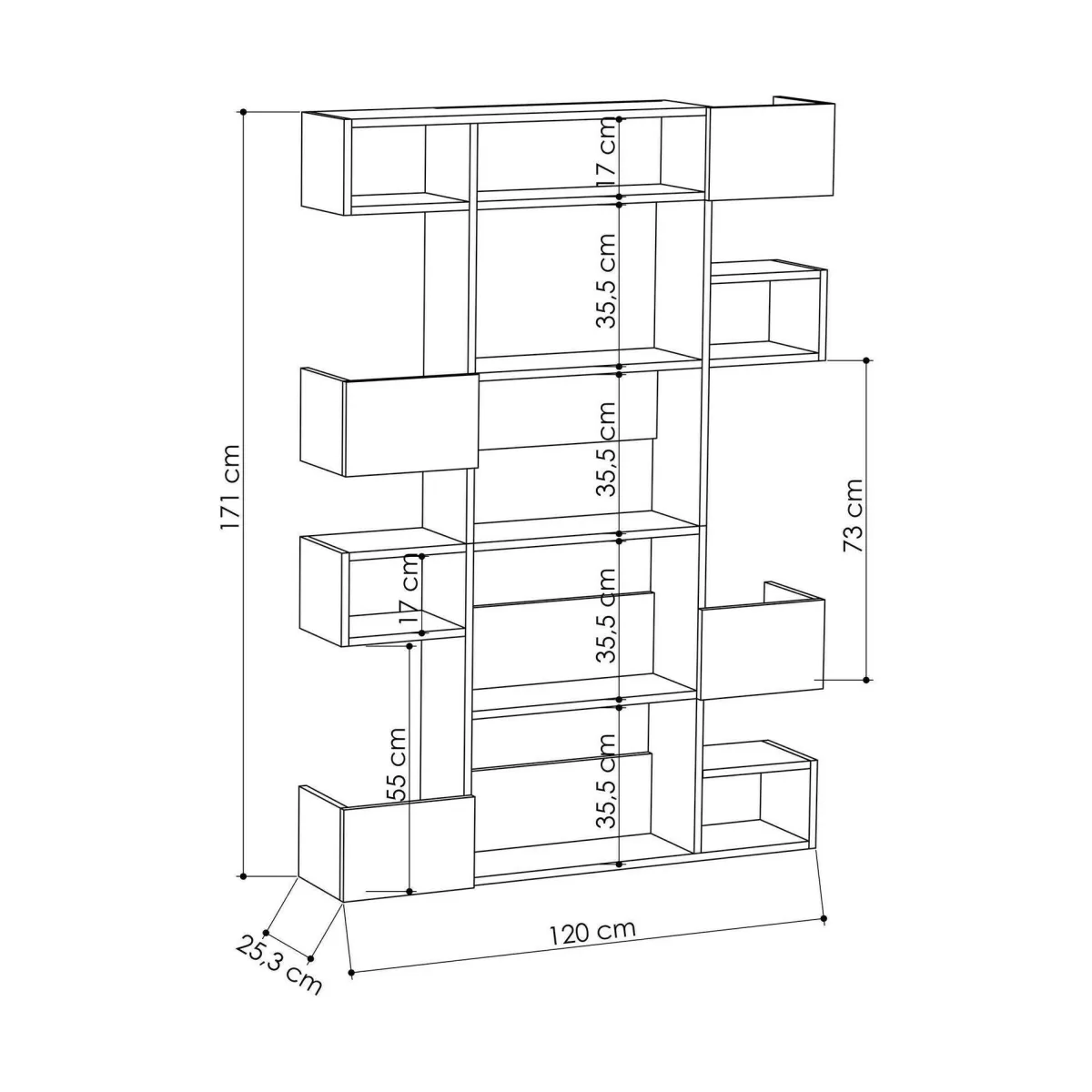 Librerie|Ufficio > Dmora Libreria verticale bianca e rovere 120x171h cm - Artich Marrone, Bianco Rovere