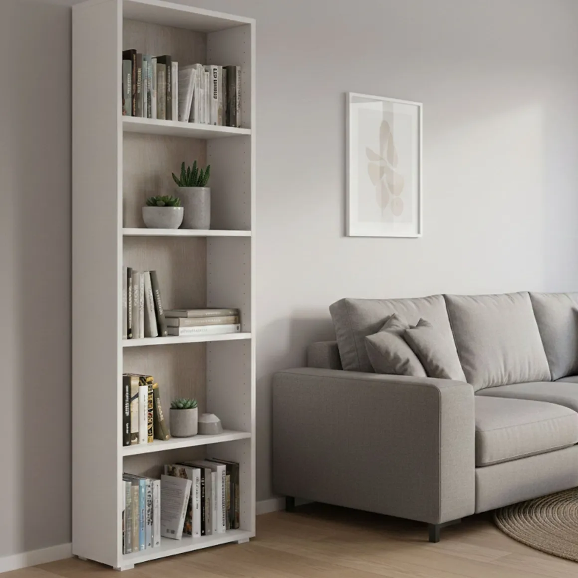 Libreria verticale bianca e rovere 60x195h cm - Allevien
