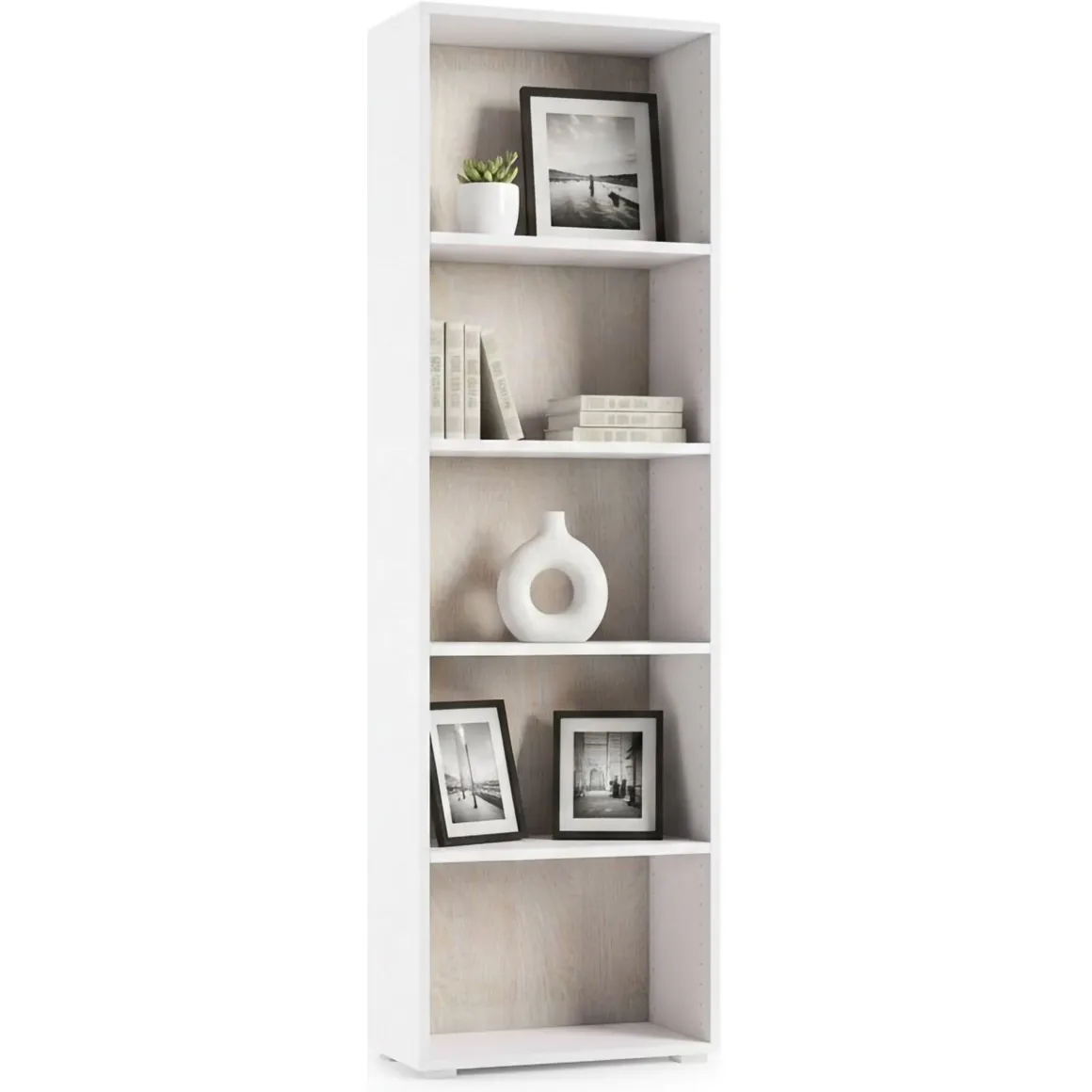 Libreria verticale bianca e rovere 60x195h cm - Allevien