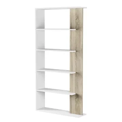 Ufficio|Salotto > Dmora Libreria verticale bianca e rovere 90x180h cm - Eolo Marrone, Bianco Rovere