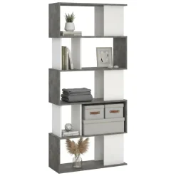 Libreria verticale cemento e bianca 80x173h cm - Arg