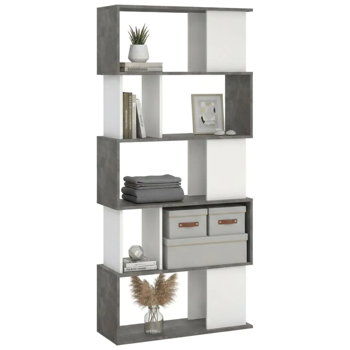 Libreria verticale cemento e bianca 80x173h cm - Arg