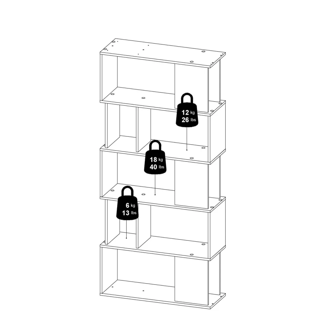 Libreria verticale cemento e bianca 80x173h cm - Arg