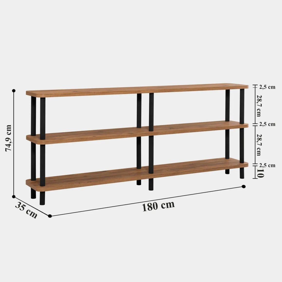 Libreria verticale nera e quercia 180x74h cm - Thuja