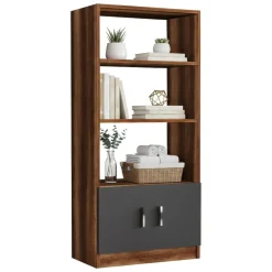 Libreria verticale noce e antracite 63x140h cm - Patty