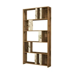 Librerie|Ufficio > Dmora Libreria verticale noce e bianca marmo 90x180h cm - Scapolita Bianco Marmo, Marrone Noce
