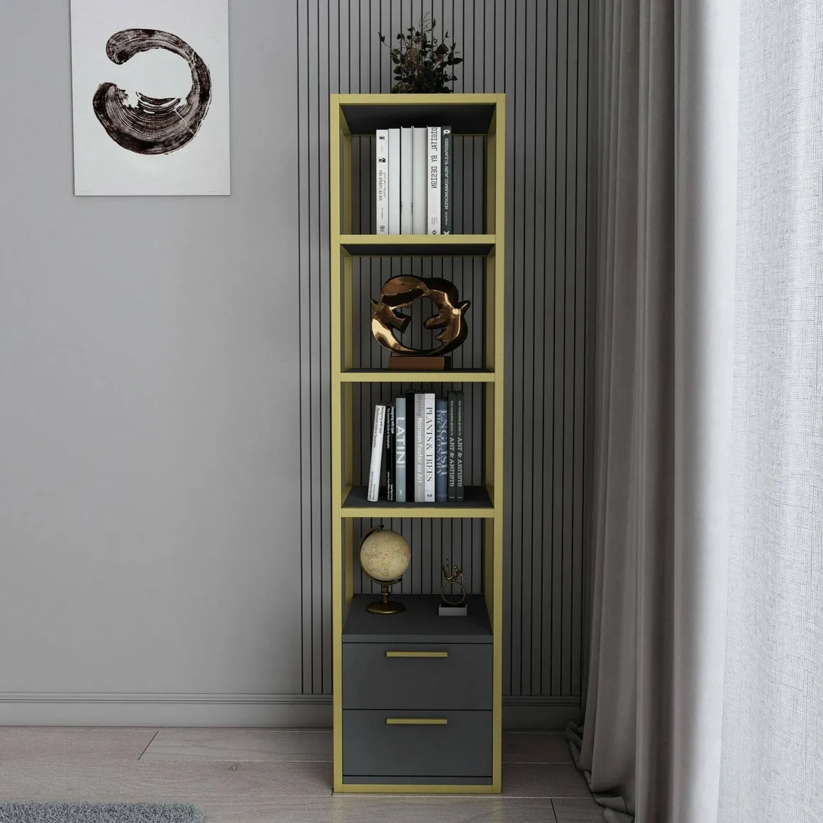 Libreria verticale oro e antracite 39x169h cm - Arsim