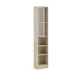 Librerie > Dmora Libreria verticale quercia e bianca 75x170h cm - Gaston Bianco, Marrone Quercia