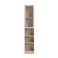 Librerie > Dmora Libreria verticale quercia e bianca 75x170h cm - Gaston Bianco, Marrone Quercia