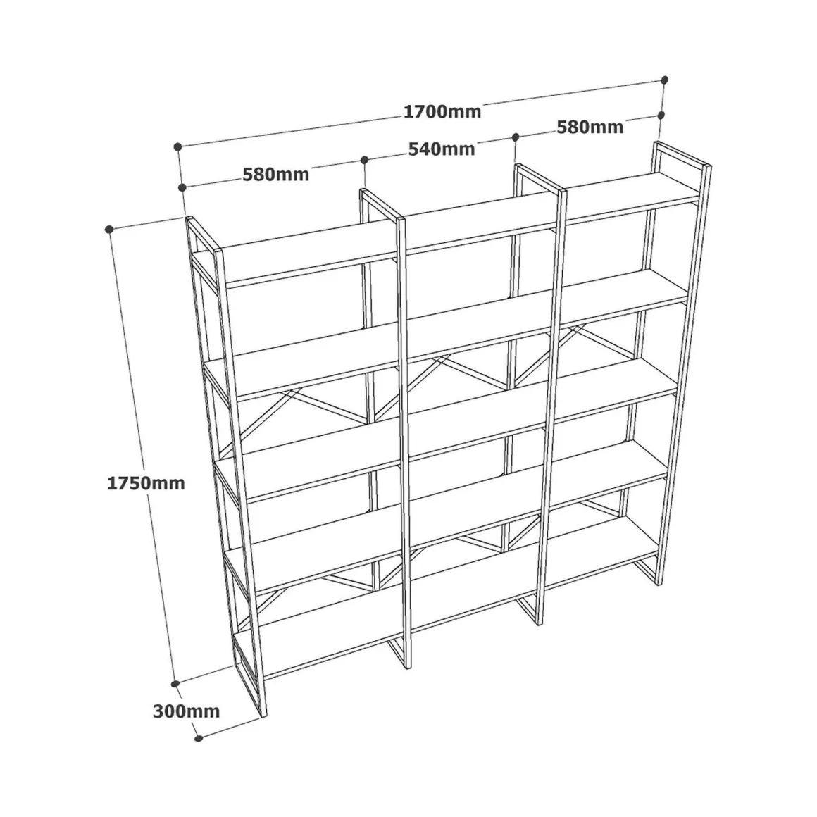 Libreria verticale quercia 170x175h cm - Gauro
