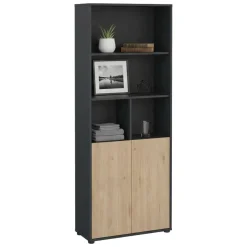 Librerie > Dmora Libreria verticale rovere e grigia 79x204h cm - Arancio Grigio, Marrone Rovere