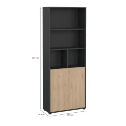 Librerie > Dmora Libreria verticale rovere e grigia 79x204h cm - Arancio Grigio, Marrone Rovere