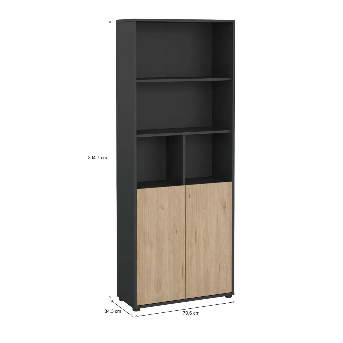 Librerie > Dmora Libreria verticale rovere e grigia 79x204h cm - Arancio Grigio, Marrone Rovere