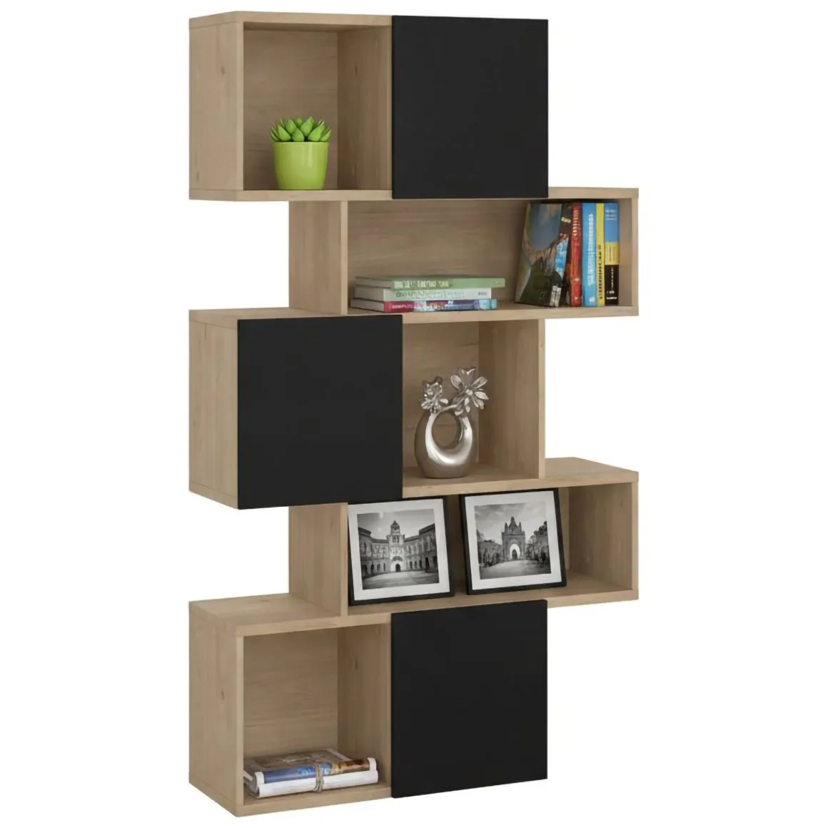 Libreria verticale rovere e nera 95x166h cm - Acetosella