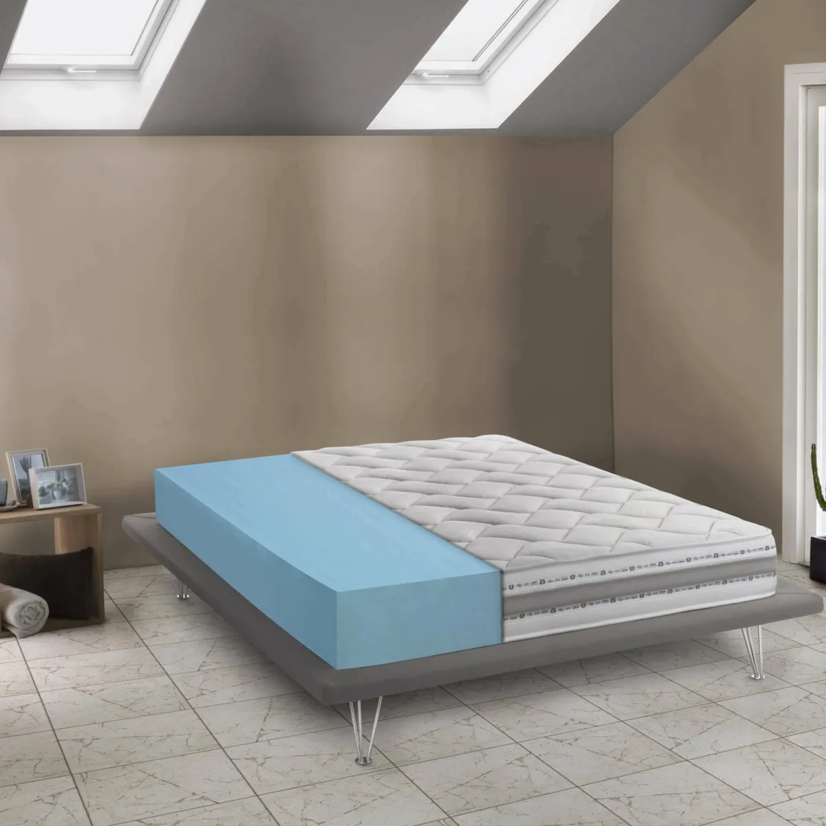 Materassi|Materassi Piazza E Mezza > Dmora Materasso avvolgente piazza e mezza 120x200 in Memory Foam sfoderabile - Avanti Bianco