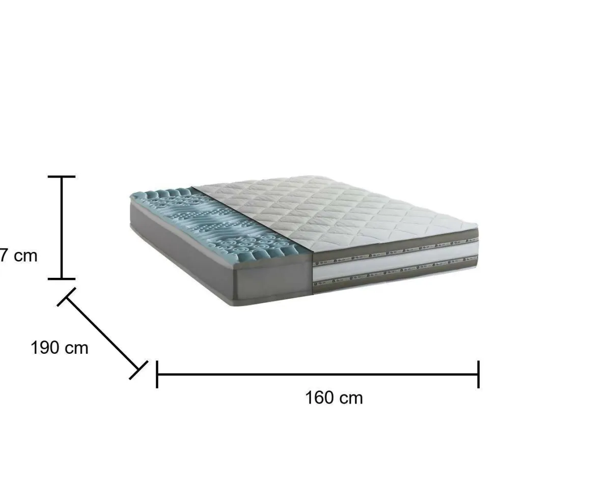 Materassi|Materassi Matrimoniali > Dmora Materasso comfort quotidiano matrimoniale 160x190 in Memory Foam sfoderabile - Amega Bianco