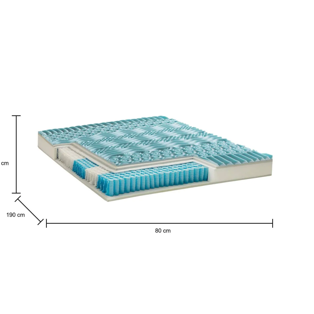 Materassi|Materassi Singoli > Dmora Materasso elasticità graduale singolo 80x190 in Memory Foam sfoderabile - Adrano Azzurro, Bianco