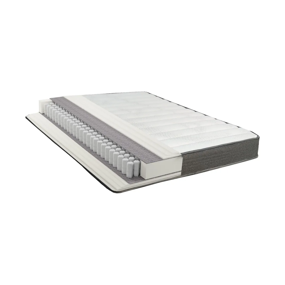 Materassi|Materassi Piazza E Mezza > Dmora Materasso Piazza e Mezza Bianco Grigio Grado Rigidità Medio 200x120x22h cm, Misura Rete Compatibile 120x200 cm - Lombarda Grigio, Bianco