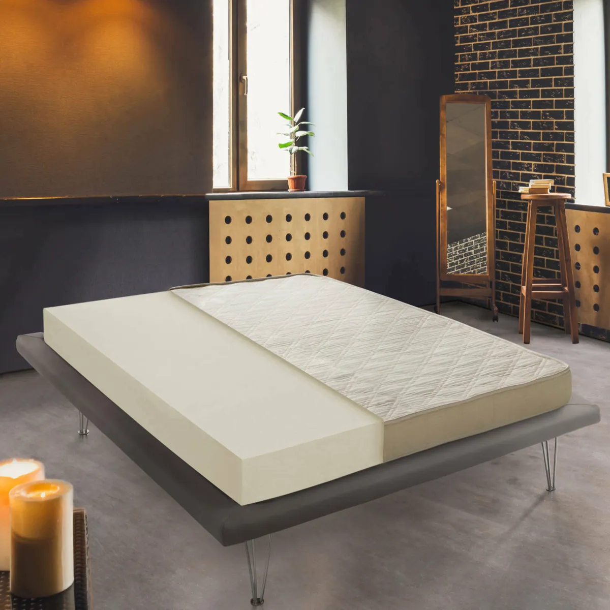 Materassi|Materassi Singoli > Dmora Materasso sensazione accogliente singolo 80x190 in Memory Foam sfoderabile - Akima Azzurro, Grigio