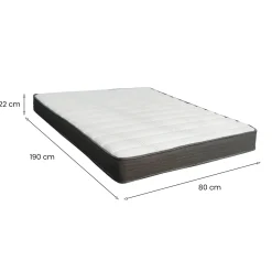 Materassi|Materassi Singoli > Dmora Materasso Singolo Bianco Grigio Grado Rigidità Medio 190x90x22h cm, Misura Rete Compatibile 90x190 cm - Venosa Grigio, Bianco