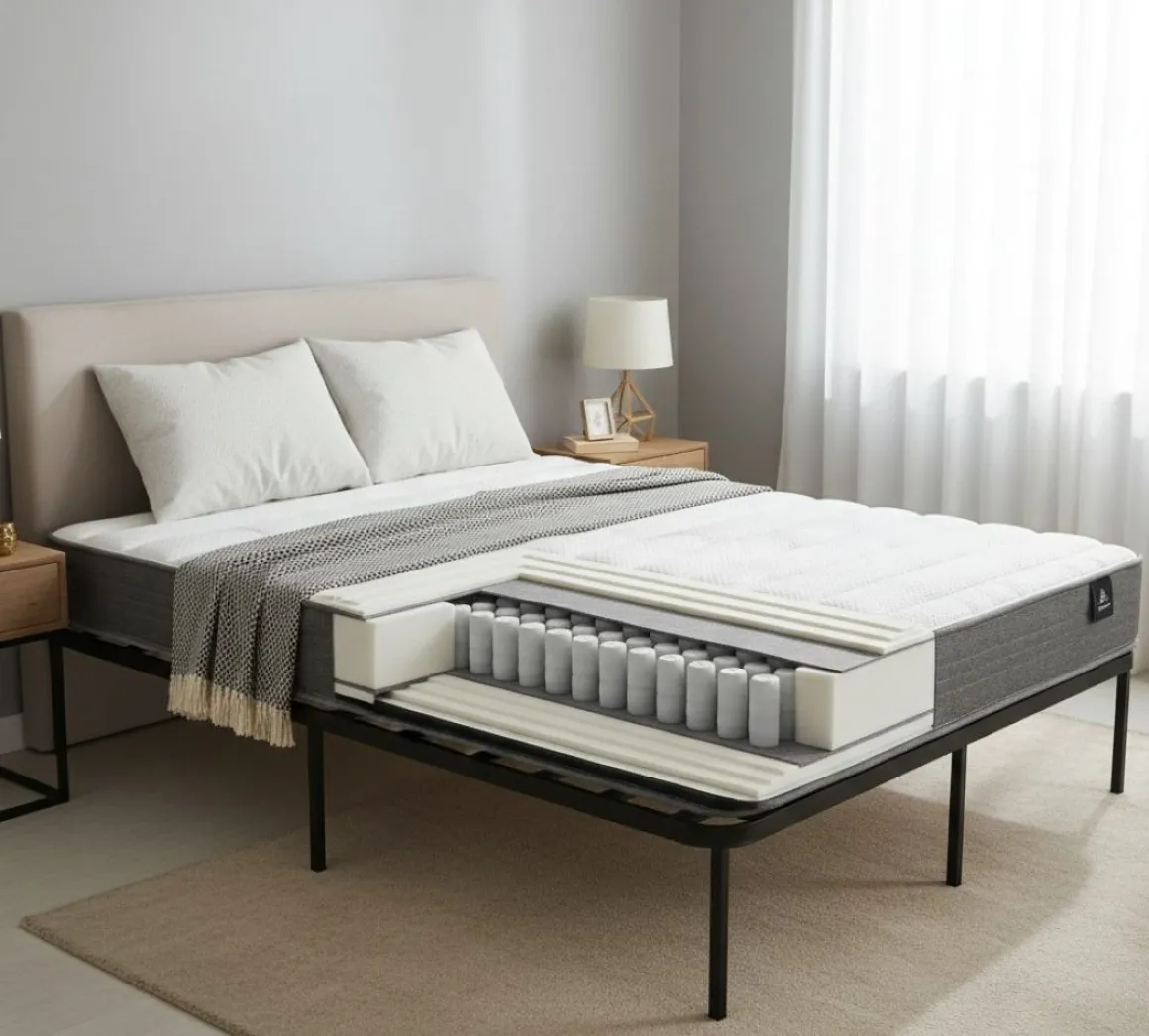 Materasso Singolo Bianco Grigio Grado Rigidità Medio 200x90x22h cm, Misura Rete Compatibile 90x200 cm - Venosa