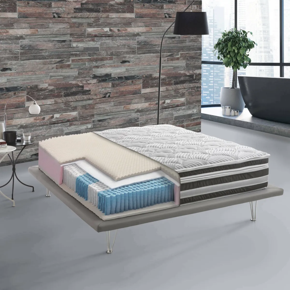 Materassi|Materassi Singoli > Dmora Materasso stabilizzante singolo 80x190 in Memory Foam sfoderabile - Charles Azzurro, Bianco