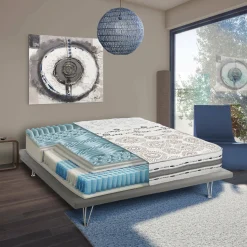 Materassi|Materassi Piazza E Mezza > Dmora Materasso struttura alveolare piazza e mezza 120x190 in Memory Foam sfoderabile - Amaroni Grigio, Grigio