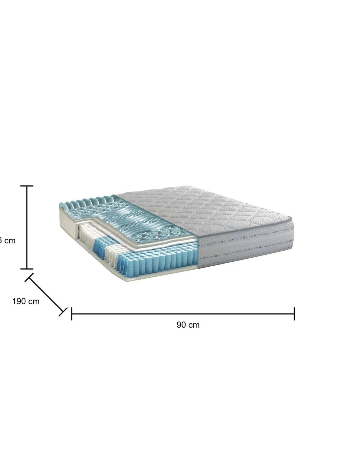 Materassi|Materassi Singoli > Dmora Materasso supporto continuo singolo 90x190 in Memory Foam sfoderabile - Atilla Bianco