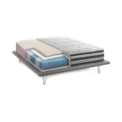 Materassi|Materassi Matrimoniali > Dmora Materasso tecnologia anallergica matrimoniale 160x200 in Memory Foam sfoderabile - Amistad Blu, Grigio