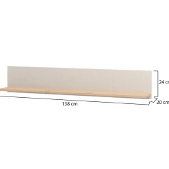Mensole > Dmora Mensola Beige Marrone Rovere un Ripiano 137.5x19.5x24h cm, Portata Ripiani 5 - Dugenta Marrone Rovere, Beige