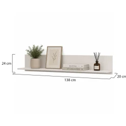 Mensole > Dmora Mensola un Ripiano Sfumatura Colore Struttura Crema 138x20x24h cm, - Rasun Bianco Crema