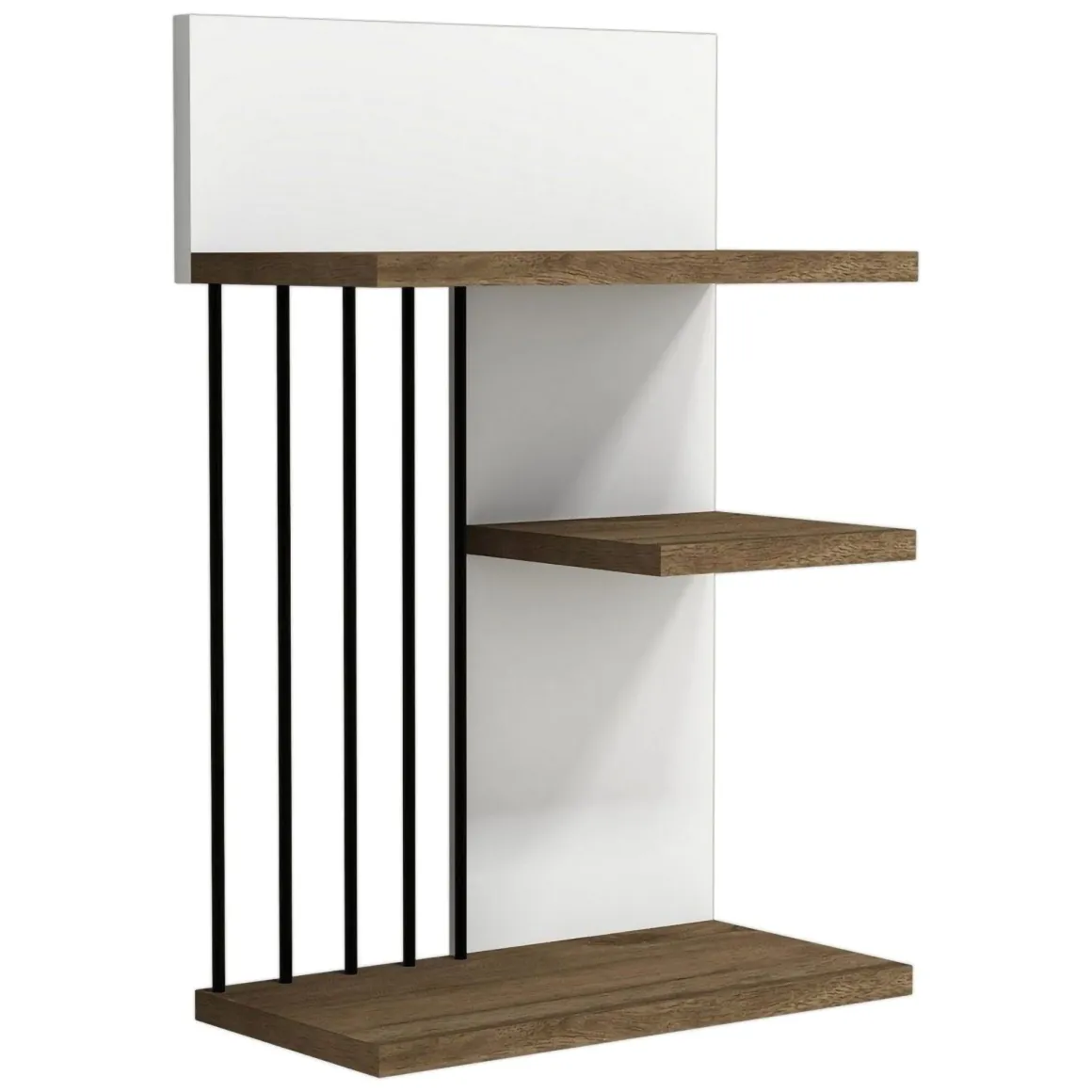 Mensole > Dmora Mensola Bianco Marrone Noce 3 Ripiani Colore Struttura Marrone 96x20x101h cm, Sfumatura Colore Struttura Noce - Erbe Marrone, Bianco Noce