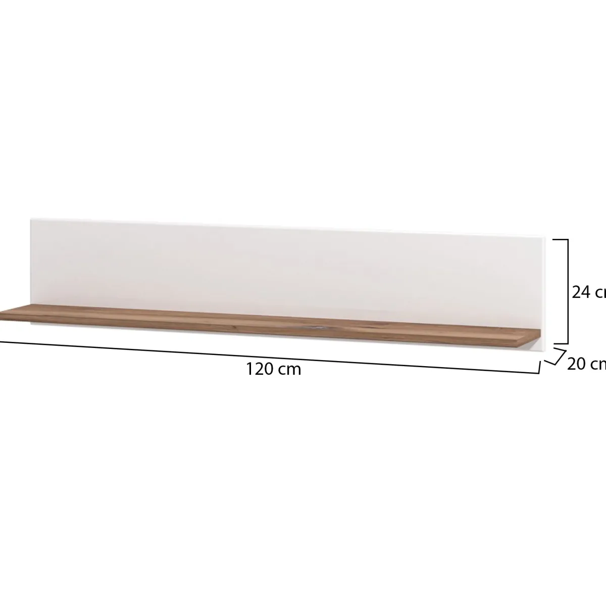 Mensole > Dmora Mensola Bianco Marrone Noce un Ripiano 120x19.5x24h cm, Portata Ripiani 5 - Bellini Marrone Noce, Bianco