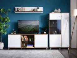 Mensole > Dmora Mensola Bianco Marrone Noce un Ripiano 120x19.5x24h cm, Portata Ripiani 5 - Bellini Marrone Noce, Bianco