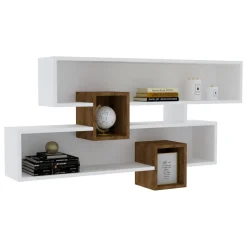 Mensole > Dmora Mensola Bianco Marrone Rovere 8 Ripiani Colore Struttura Marrone 54x20x108h cm, Sfumatura Colore Struttura Rovere - Cupello Marrone, Bianco Rovere