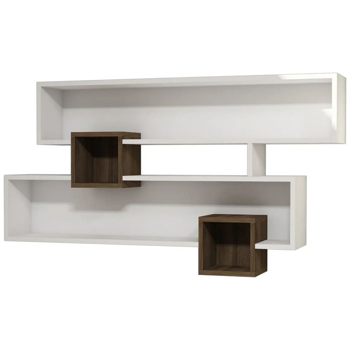Mensola Bianco Marrone Rovere 4 Ripiani Colore Struttura Marrone 120x22x75h cm, Sfumatura Colore Struttura Rovere - Roddino