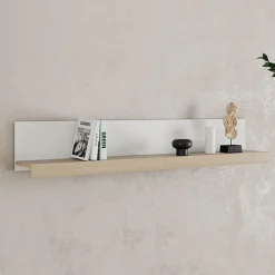 Mensola Bianco Marrone Rovere un Ripiano Sfumatura Colore Struttura Rovere 150x22x24h cm, Colore Struttura Marrone - Ollol