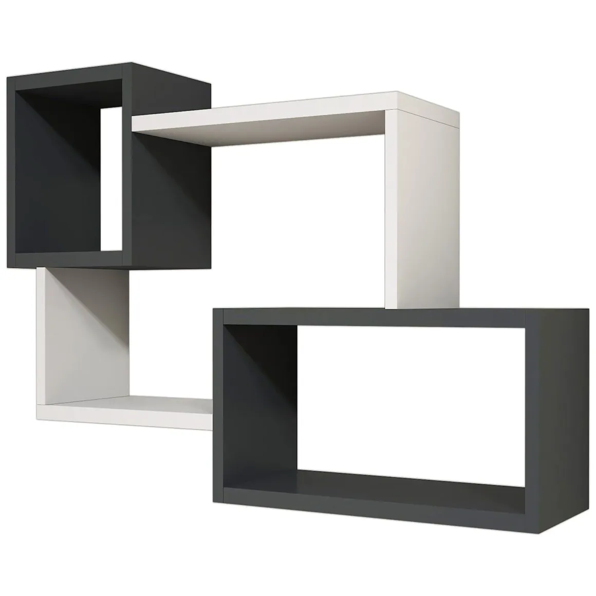 Mensola Bianco Nero Antracite 4 Ripiani Colore Struttura Nero 91x22x51h cm, Sfumatura Colore Struttura Antracite - Etnea