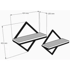Mensole > Dmora Mensola Bianco Nero 2 Ripiani set da 2 Mensole 42x15x42h cm, Colore Struttura Nero - Mordano Nero, Bianco