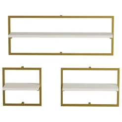 Mensola Bianco oro 3 Ripiani set da 3 80x20x30h cm, Colore Struttura oro - Gerano