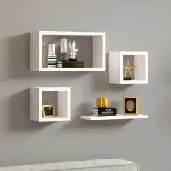 Mensola Bianco 4 Ripiani Modulabile,set da 4 Mensole 24x15x44h cm, - Lisignago
