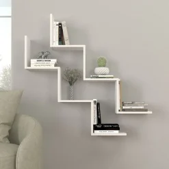 Mensola Bianco 6 Ripiani set da 2 Mensole 129x22x50h cm, - Palata