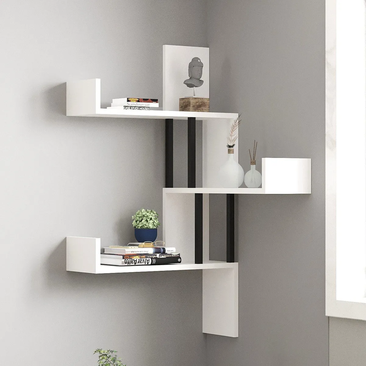 Mensole > Dmora Mensola 3 Ripiani 105x20x60h cm, - Donigala Bianco