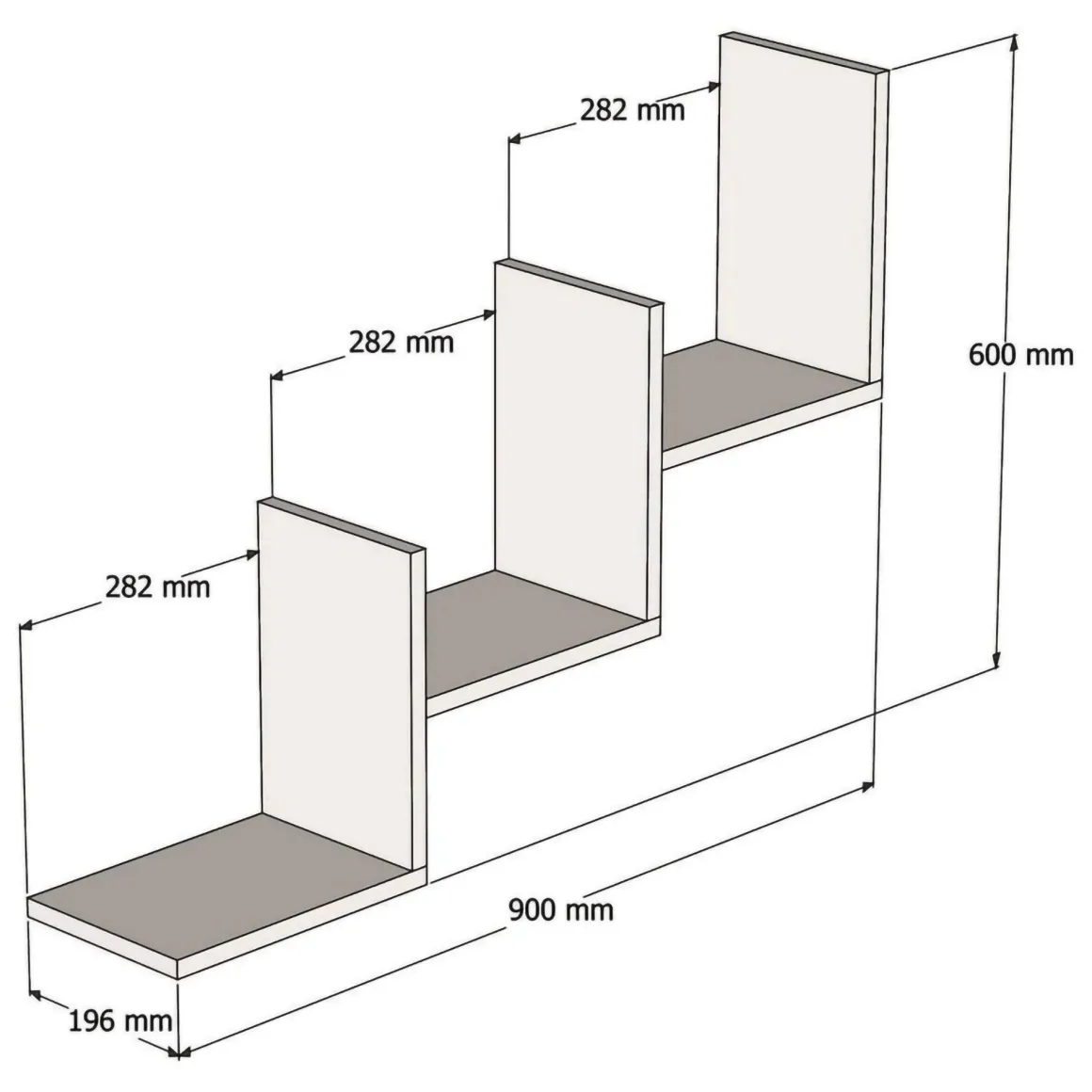 Mensola Bianco 3 Ripiani 90x20x60h cm, - Solesino