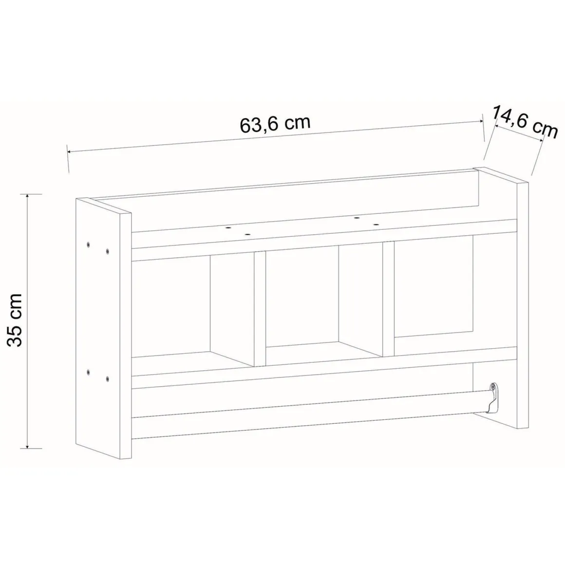 Mensola Bianco 4 Ripiani 64x15x35h cm, - Cortale