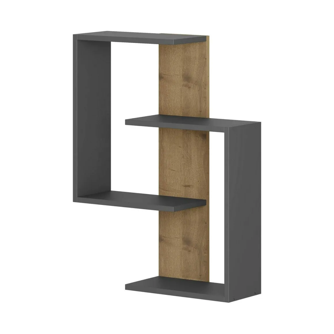 Mensola da muro 22x64cm antracite e rovere - Irmina