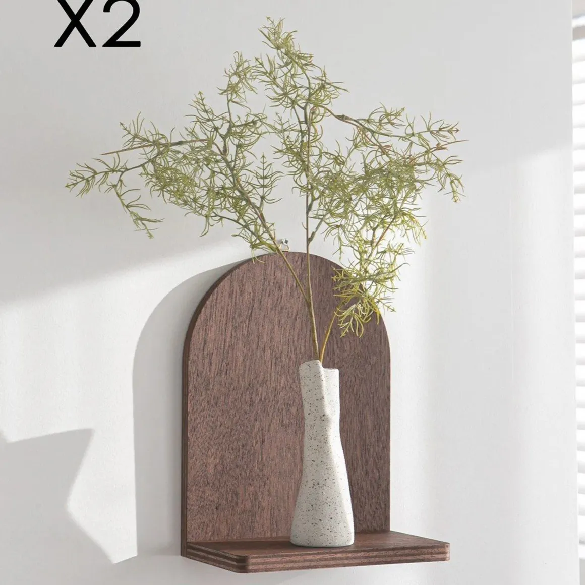 Mensola Marrone Naturale 2 Ripiani Sfumatura Colore Struttura Naturale 16x26x9h cm, - Ussassai