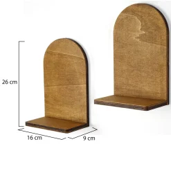 Mensola Marrone Naturale 2 Ripiani Sfumatura Colore Struttura Naturale 16x26x9h cm, - Ussassai