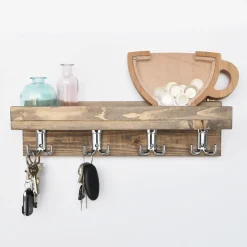 Mensole > Dmora Mensola un Ripiano Fatto a Mano, in Legno di Abete 60x13x80h cm, Sfumatura Colore Struttura Naturale - Rapallo Marrone Naturale